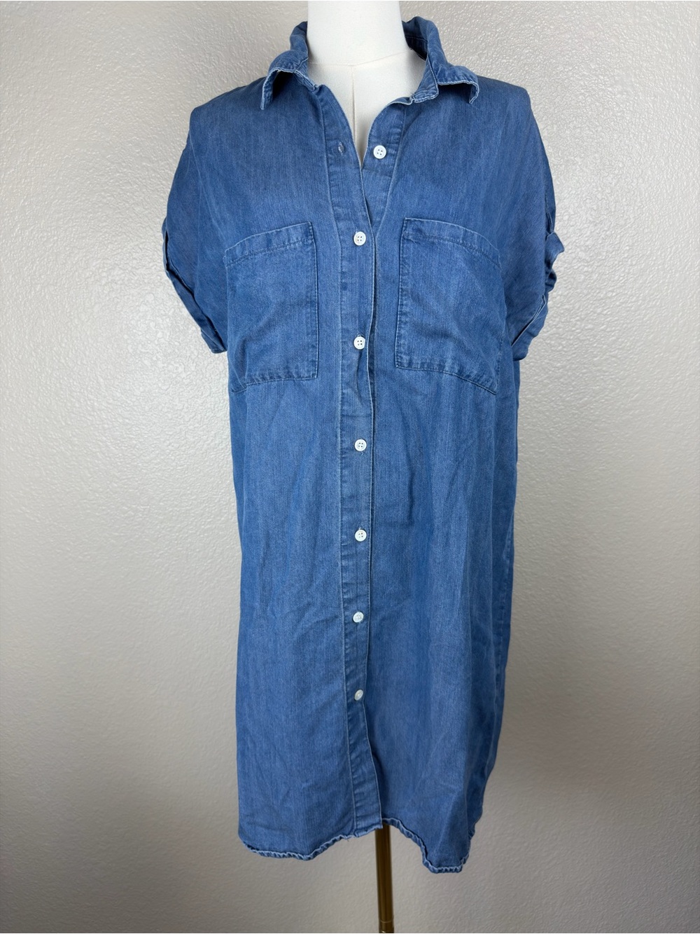 NWOT Classic Blue Denim Shirt Mini Dress Button up, Large